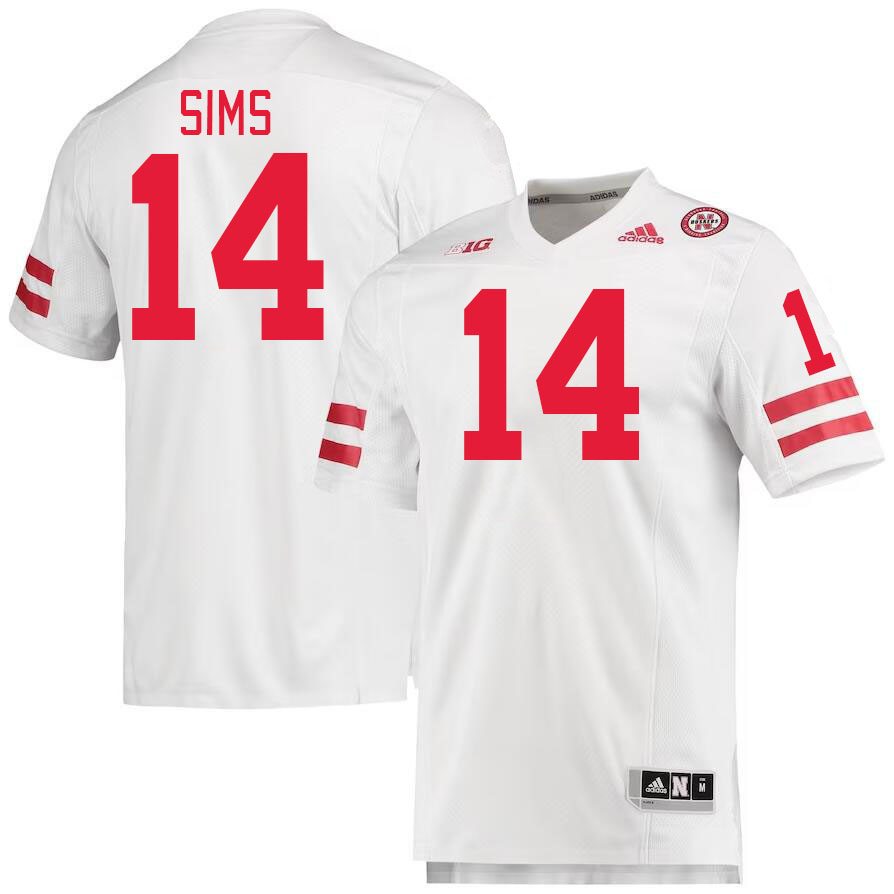 Men #14 Jeff Sims Nebraska Cornhuskers College Football Jerseys Stitched Sale-White